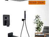 BRAND NEW Black Shower Set Wall Mounted Shower Faucet Mixer 3-Ways 10 inch A Rainfall Bathroom Shower Tap with Handshower Rotate Bath Spout