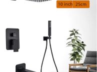 main image for ad BRAND NEW Black Shower Set Wall Mounted Shower Faucet Mixer 3-Ways 10 inch A Rainfall Bathroom Shower Tap with Handshower Rotate Bath Spout