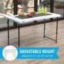 4 x 2 ft (122 x 61 cm) Rectangular Light Commercial Fold-in-Half Folding Table with 3 Adjustable Heights of 24/29/36 inch (FREE PIATAGE) Image 5