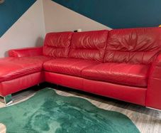 Italian Leather Red Corner Sofa
