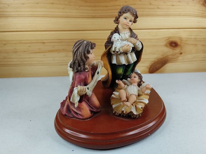 Ornament Gloria Baby Angel Lambs Vintage Antique