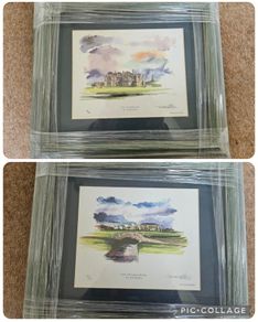 2 matching framed St Andrews 100th anniv golf prints. Printed on 100% linen board using lightfast inks