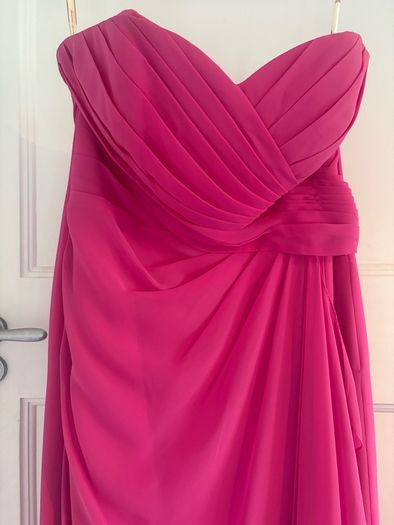 Pink long strapless dress
