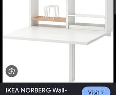 IKEA NORBERG Wall-Mount Drop-leaf table or desk with storage