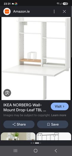 IKEA NORBERG Wall-Mount Drop-leaf table or desk with storage