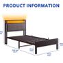 3ft Single Bed Frame with Storage Headboard,LED Lights,Metal Upholstered Platform Bed Frame with Charging Image 9