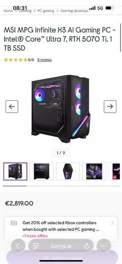 Gaming PC Intel Core Ultra 7 265K, Nvida RTX 5070ti