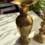 x2 Vintage Solid Brass Vases and candle holder Image 4