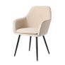 Cream Upholstered Accent Dinig Chair Set Of 2 Boucle With Black Legs Image 5