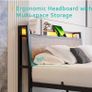 King Size Bed Frame with Charging Station and LED Lights Image 3