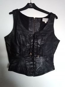 Vintage Real leather womens pants and waistcoat