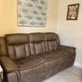 Luxury Tan & Grey Suede Recliner Sofa Set Image 5