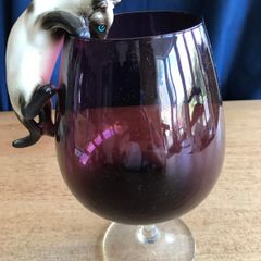 Vintage Retro Brandy Glass and Cat