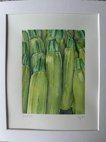 Watercolour - Stacked Courgettes