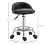 Set of 2 360 swivel rolling stools, seat adjustable 47-62H cm, chrome steel black synthetic upholstery Image 2