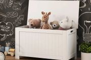 Storage Chest, Toy Storage Box Organizer with Safety Hinges, Lid and Side Handles, White