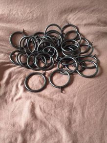 Black Metal Curtain Pole Rings x 34