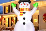 7 FT Christmas Inflatables Snowman with LED Light, 210 cm Blow up Snow Man with Magic Hat, Giant Figure Xmas Christmas Decoration IP44 Weatherproof for Garden Yard Patio Lawn Home