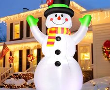 7 FT Christmas Inflatables Snowman with LED Light, 210 cm Blow up Snow Man with Magic Hat, Giant Figure Xmas Christmas Decoration IP44 Weatherproof for Garden Yard Patio Lawn Home
