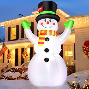 7 FT Christmas Inflatables Snowman with LED Light, 210 cm Blow up Snow Man with Magic Hat, Giant Figure Xmas Christmas Decoration IP44 Weatherproof for Garden Yard Patio Lawn Home