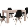 Nordic Oak Style Wooden Dining Table with 4 Chairs White or Black Chairs Image 6