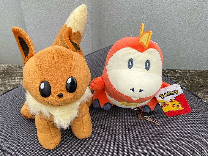 Two Pokemon plush - NEW Fuecoco & Eevee
