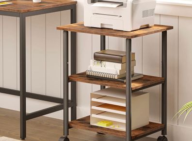 Mobile Printer Stand, 3-Tier Printer Cart with Storage Shelf, Height Adjustable Machine Cart on Wheels (MULTIPLE COLOURS AVAILABLE)