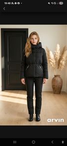 River Island black hooded puffer jacket.