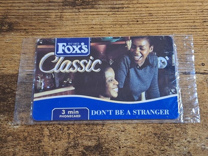 Great Britain UK Phonecard "Fox's Classic Biscuit", mint in wrapper, 3 minutes - free standard postage
