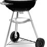 BBQ Grill with Porcelain-Enamelled Lid & Bowl, Tripod Stand & Wheels, Chromed Grill Grate Black Image 5