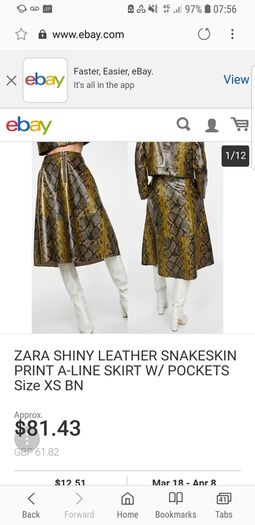 ZARA  shiny SNAKESKIN print skirt bloggers favourite
