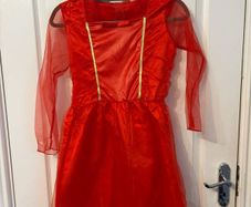 Girls' Devil Halloween Costume with Cape, Wings, Horns and Trident. Size 3