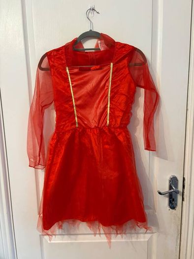 Girls' Devil Halloween Costume with Cape, Wings, Horns and Trident. Size 3