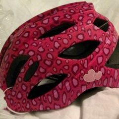 Girls pink bicycle helmet with light