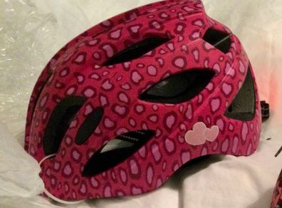 Girls pink bicycle helmet with light