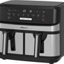 NEW SALE Dual Air Fryer Extra Large Family Size Double XL 9 Litre with 8 Pre-Set Menus for Oil Free & Low Fat Healthy Cooking, Easy Clean Metal Interior, 99-Minute Timer - Stainless Steel MULTIPLE COLOURS AVAILABLE Image 2