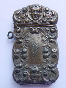 RARE!! Antique Sterling Silver Engraved Matchbox Pendent MATCH SAFE Vesta Case - Late 1800s