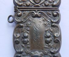 RARE!! Antique Sterling Silver Engraved Matchbox Pendent MATCH SAFE Vesta Case - Late 1800s