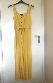 Primark Yellow Linen Blend Wide Leg Jumpsuit - Size 10