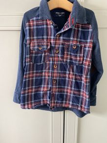 Next flannel style collared check long sleeve shirt 3-4 years