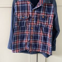 Next flannel style collared check long sleeve shirt 3-4 years