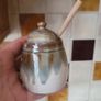 Ceramic Tealight Holder and Mustard Pot with Wooden Spoon Image 2