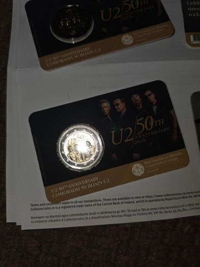 8X 2 euro coin U2 50th Anniversary 2026 BU quality in coincard