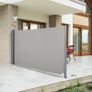Retractable Folding Side Awning Screen Fence Patio Garden Outdoor Privacy Divider with Steel Pole 300 L x 160 H cm Grey Image 2