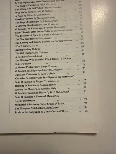 DUNNE, SEAN [EDITOR]. The Cork Review ; Sean O Faolain. 1900-1991. 1st Ed.