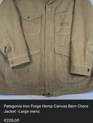 Patagonia Iron Forge Hemp Canvas Barn Chore Jacket - Large mens