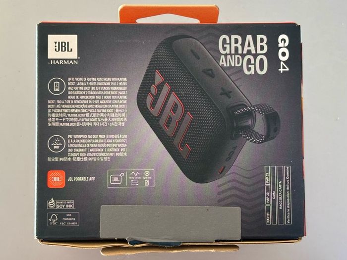 JBL GO4 Bluetooth Speaker, USB C Charging, IP67 Dustproof, Waterproof, App Compatible, Passive Radiator, Portable, Squad