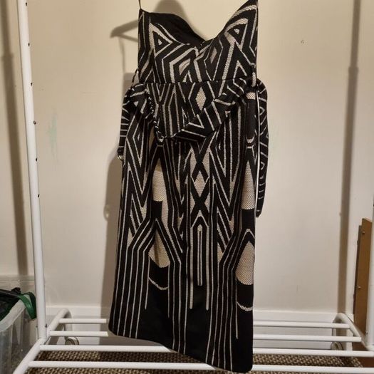 River Island Black print belted bodycon dress
