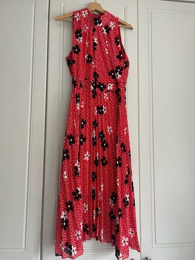 Red halter neck dress