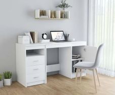 Desk White 140x50x76 cm Engineered Wood